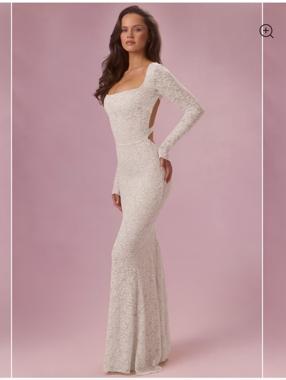 Oh Polly Ivory Lace Long Sleeve Dress